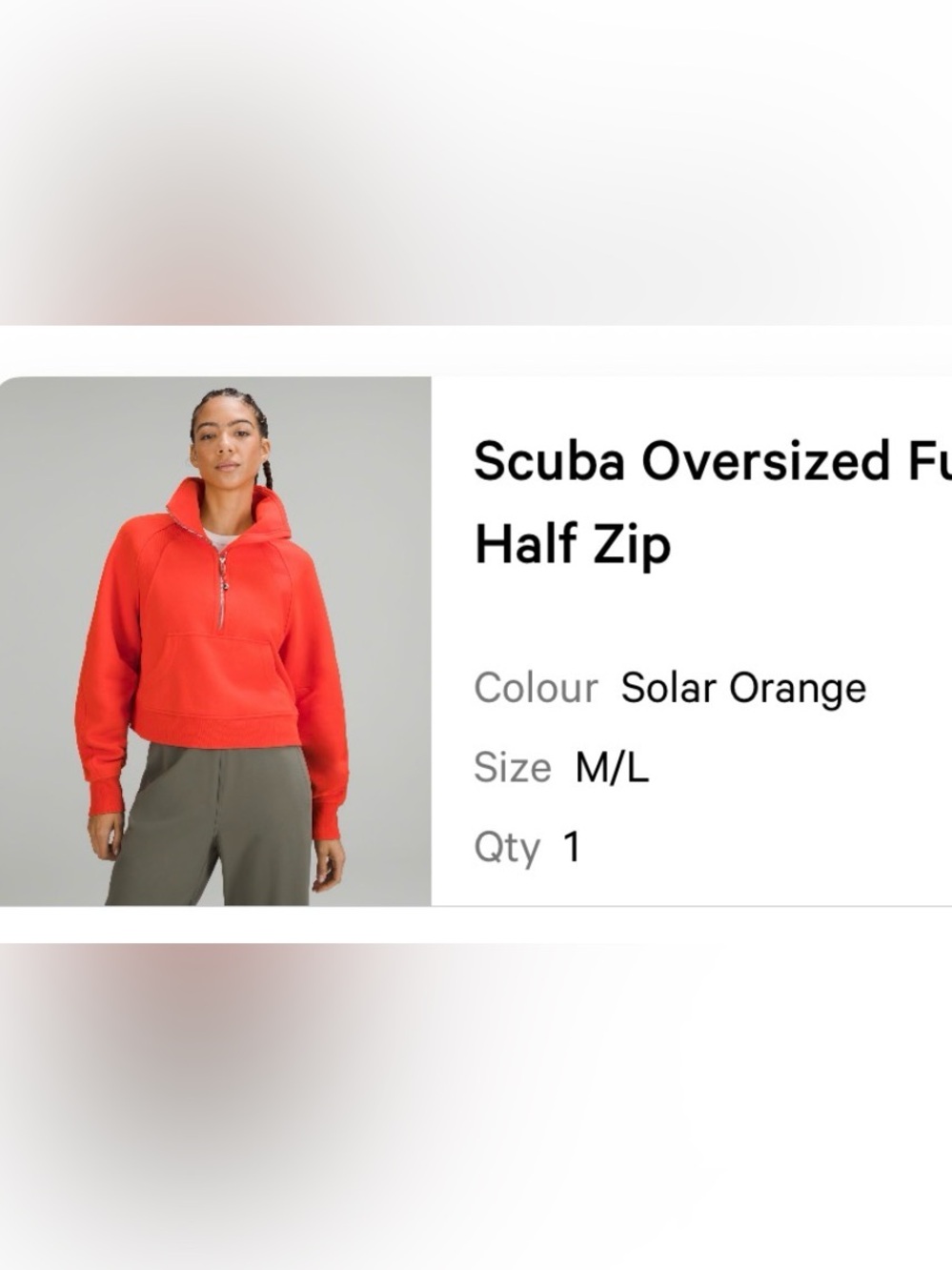 lululemon athletica Scuba Oversized Funnel Neck Half Zip Sweatshirt Solar Orange - Picture 2 of 5